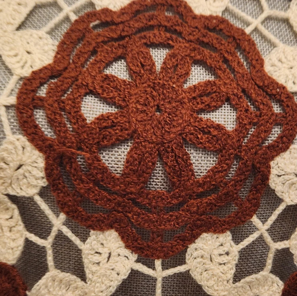 Rebellion Crochet Lace Top in Cream and Brown - Picture 3 of 6